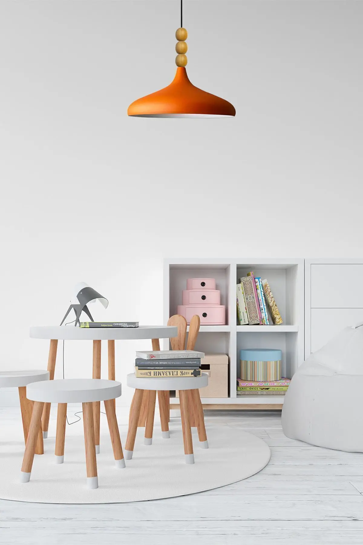 Champion Ahşap Boncuklu Tekli Avize Sarkıt Salon Mutfak Butik Lamba