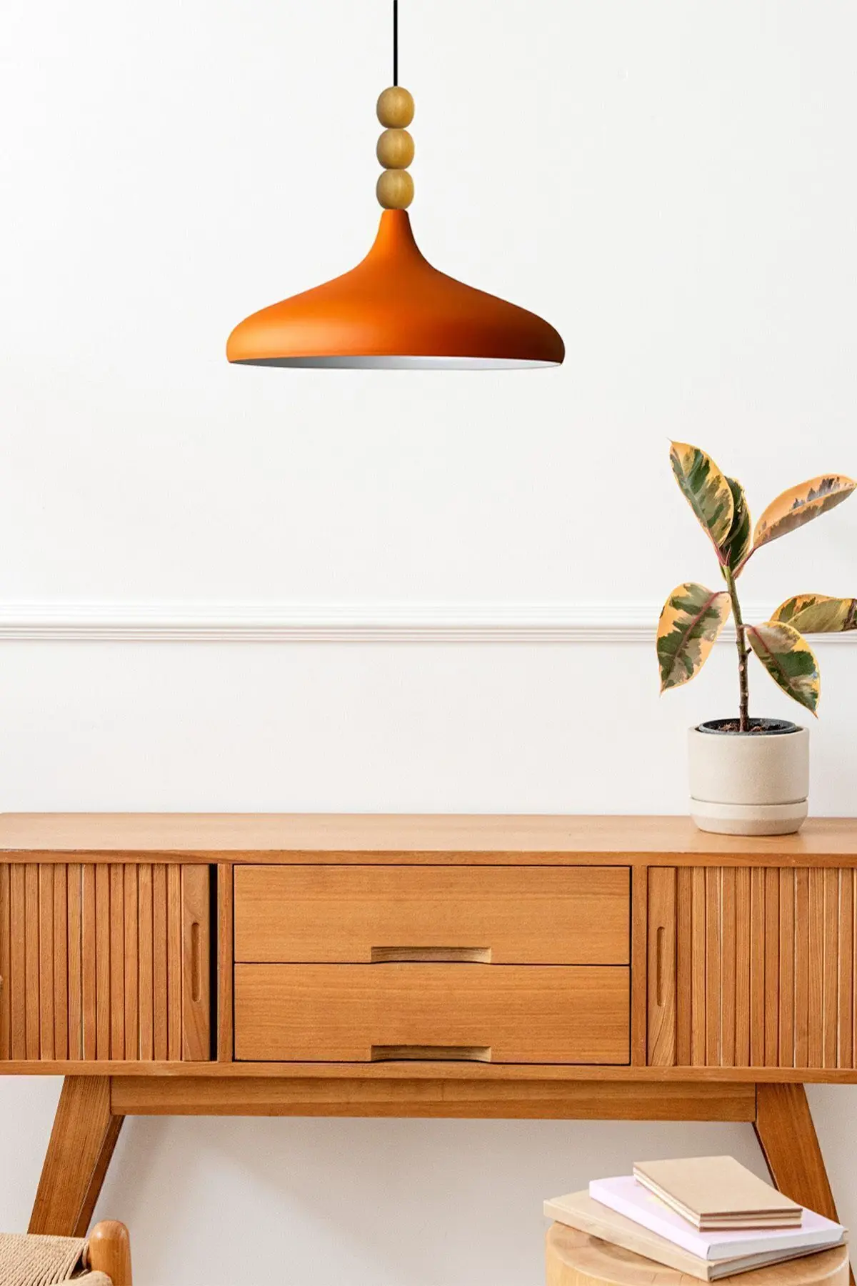 Champion Ahşap Boncuklu Tekli Avize Sarkıt Salon Mutfak Butik Lamba