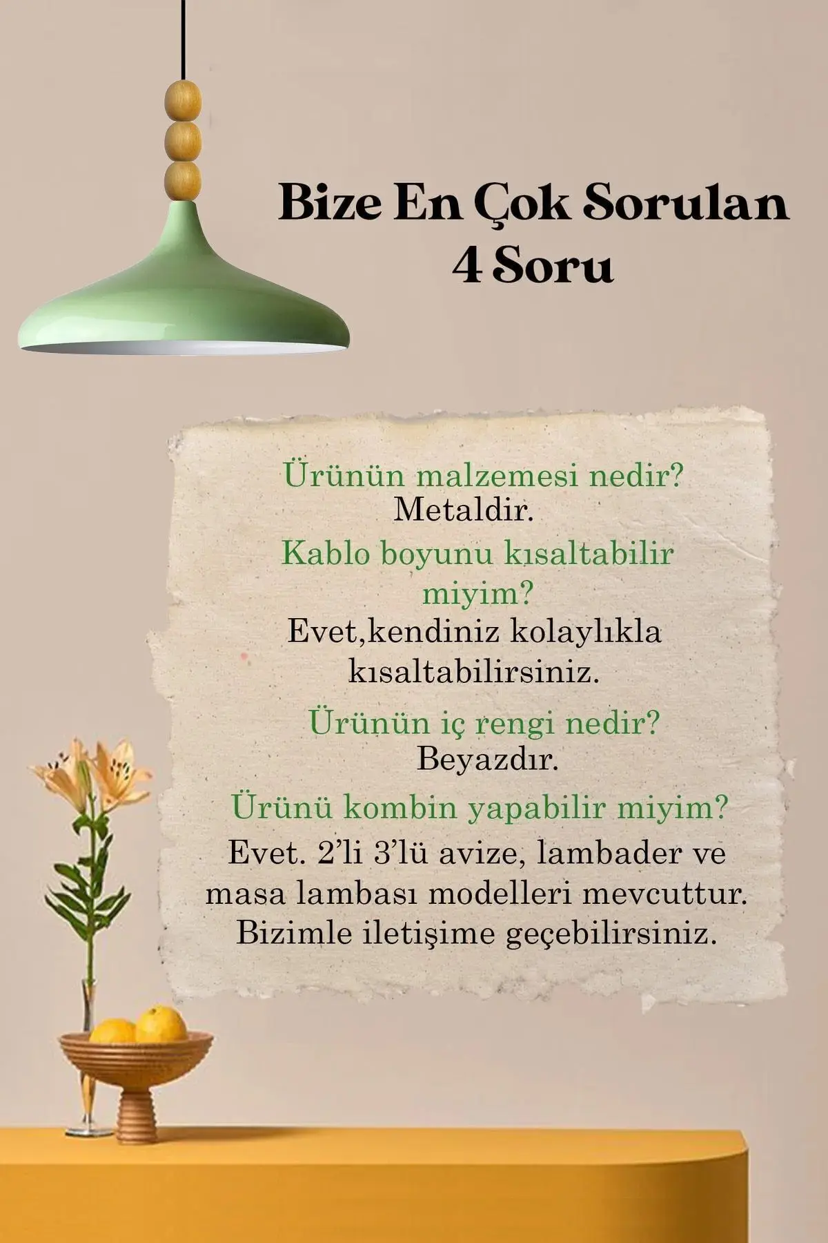 Mint Champion Ahşap Boncuklu Tekli Avize Sarkıt Salon Mutfak Butik Lamba