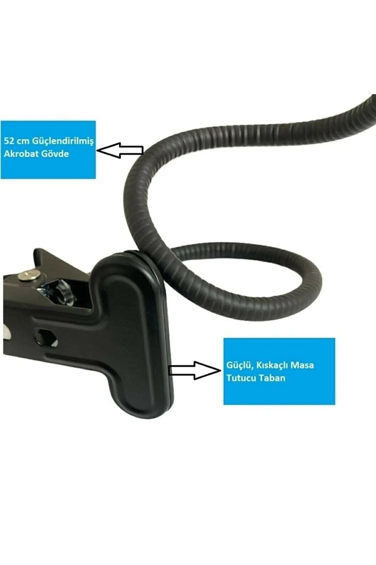 Mandallı Akrobatik Led Çalışma Okuma Işığı Flex Ayarlanabilir Işık 3 Renk Işık Masa Gece Lambası