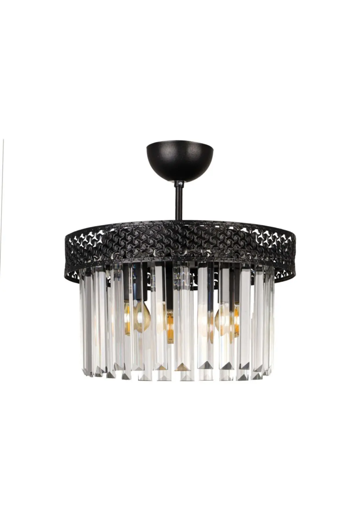 Sitrus 3.lü Siyah Lux Kristal Taşlı Avize