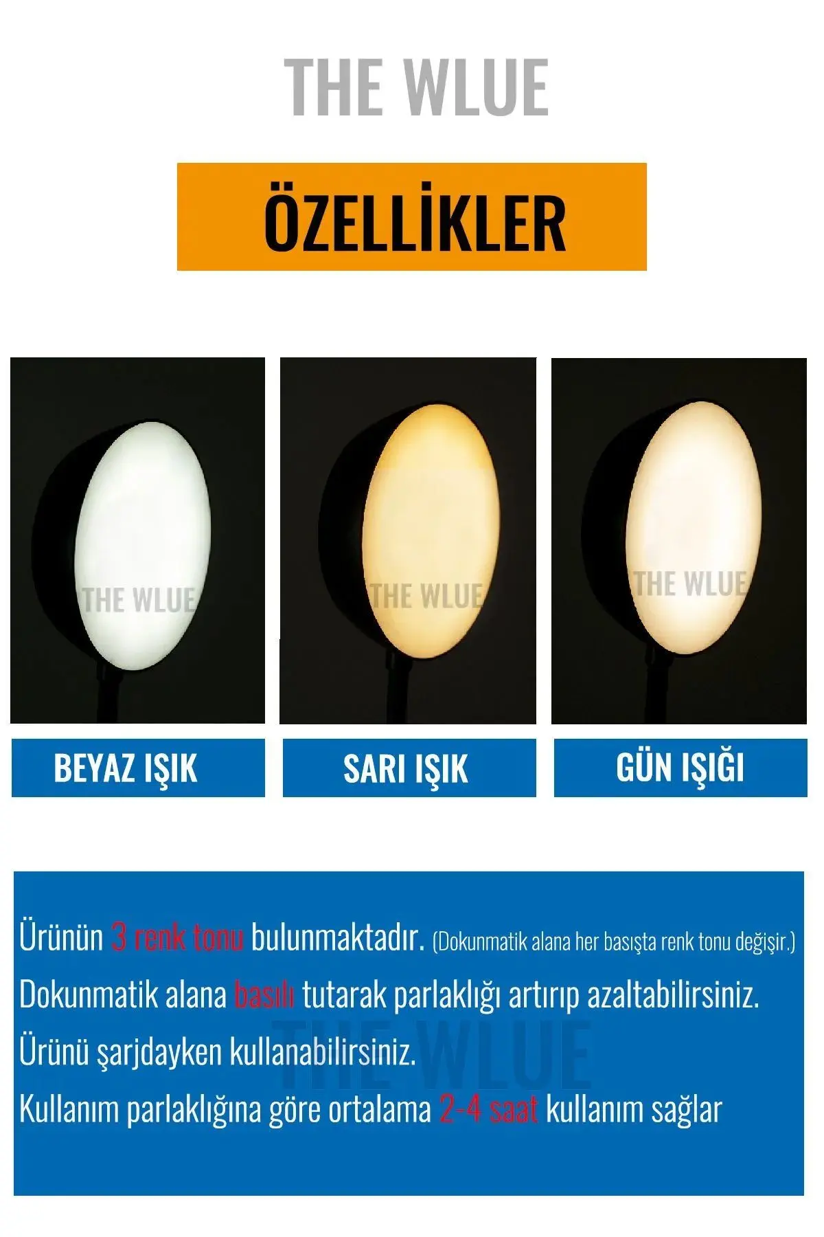 Şarjlı Dokunmatik Kalemlikli 24 Led Masa Lambası Ders Çalışma Okuma Işığı 3 Renk Tonu Dimmer Ayarlı