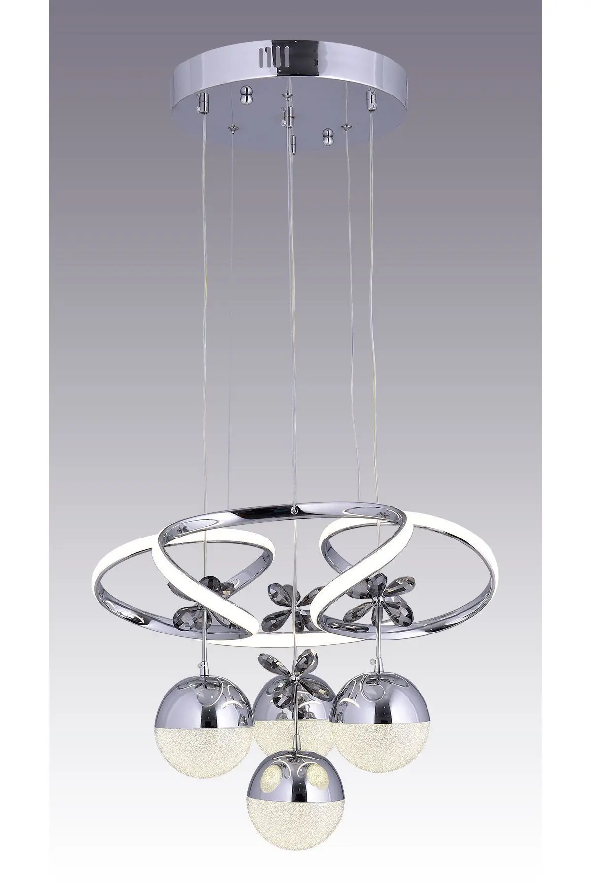 Papatya 3 Renk ( Sarı Beyaz Ve Gün Işığı ) Krom Luxury Kristal Taşlı Led Avize Concept