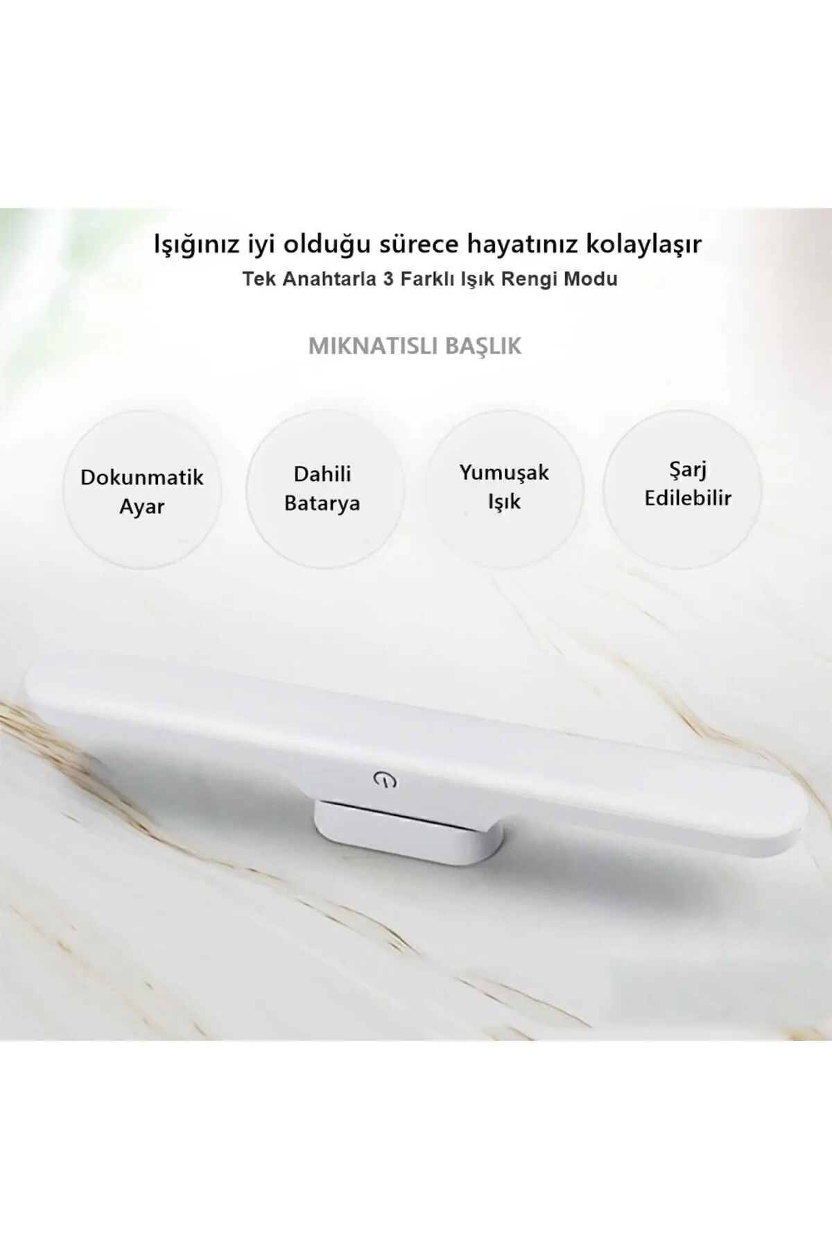 Ct-5249 Şarjlı Led Işık Usb Şarjlı Kablosuz Mıknatıslı Led Lamba 3 Farklı Işık Rengi