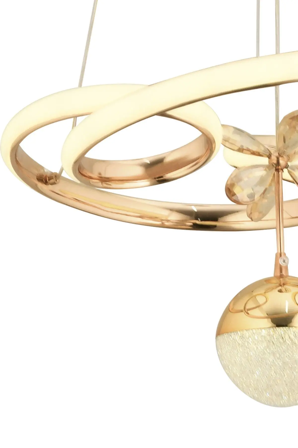 Dante Kumandalı 3 Renk Işık Özellikli Modern Gold Kaplama Sarkıt Led Avize Salon Avize