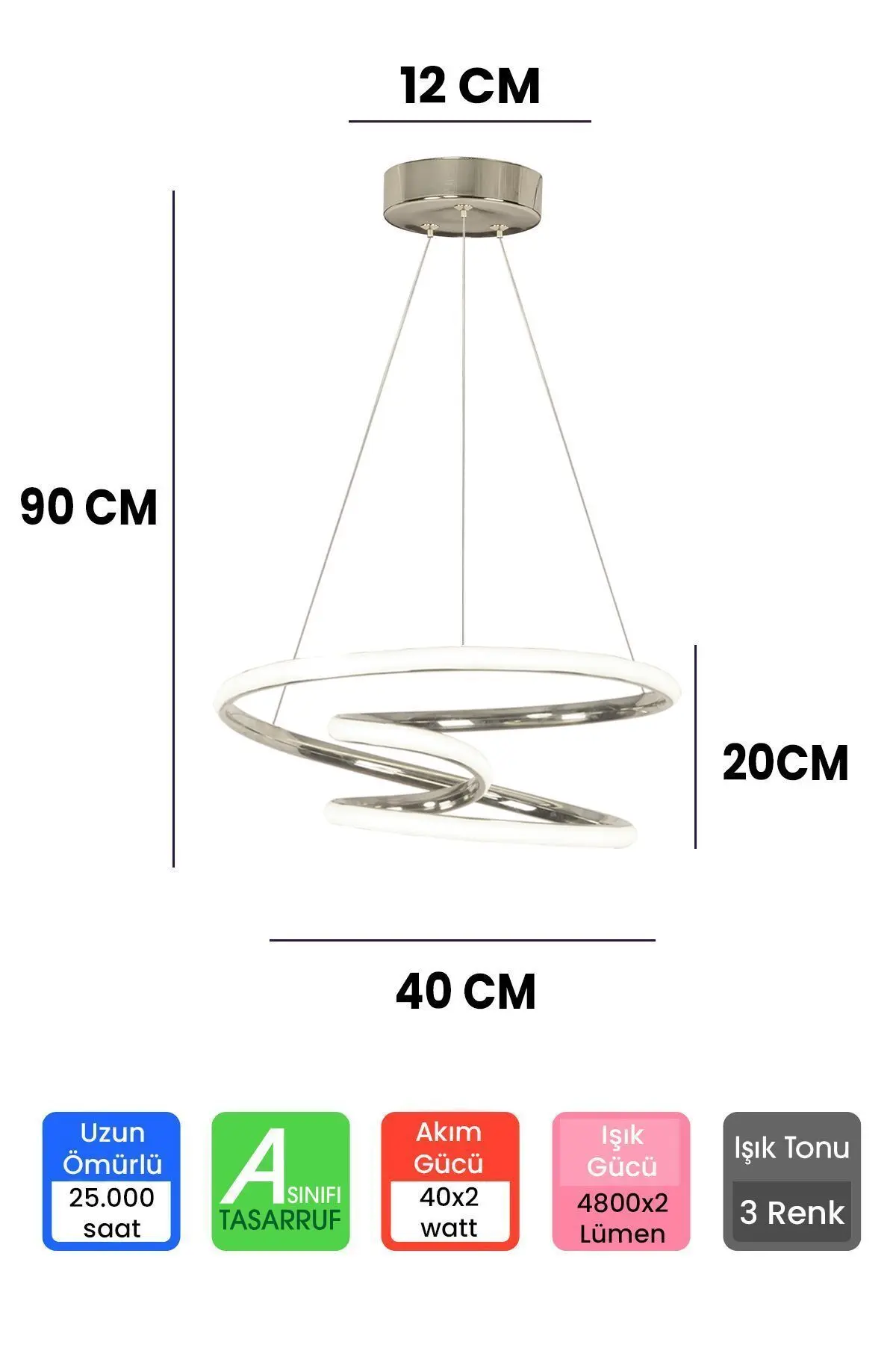 3 Renk Kumandalı Krom Dimmerli Led Avize Galaksi Ledli Avize