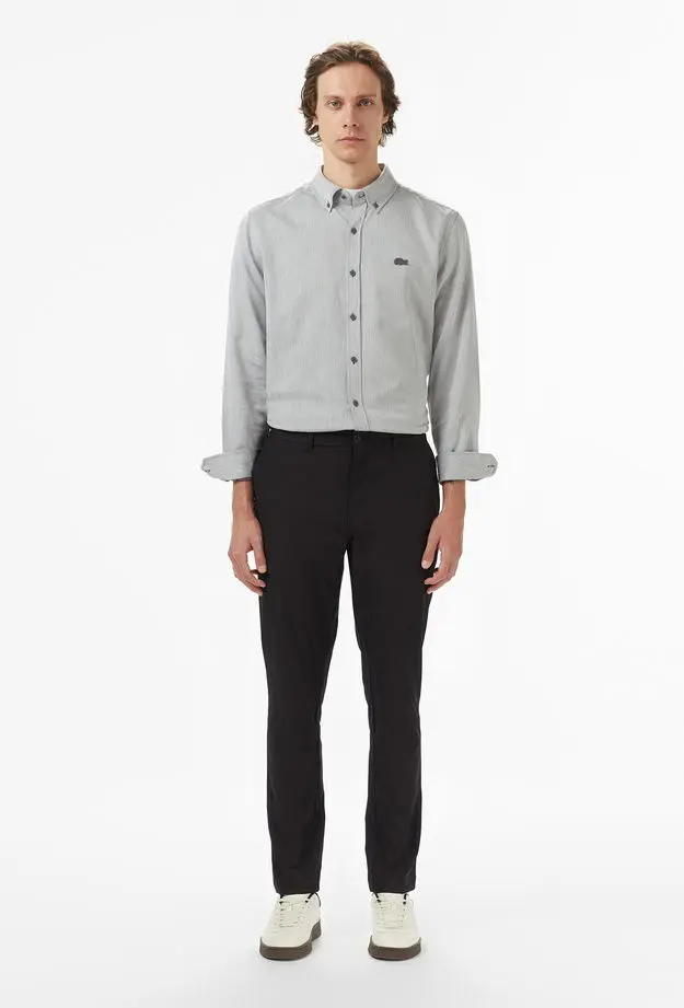 Lacoste Erkek Regular Fit Düğmeli Yaka Gri Gömlek