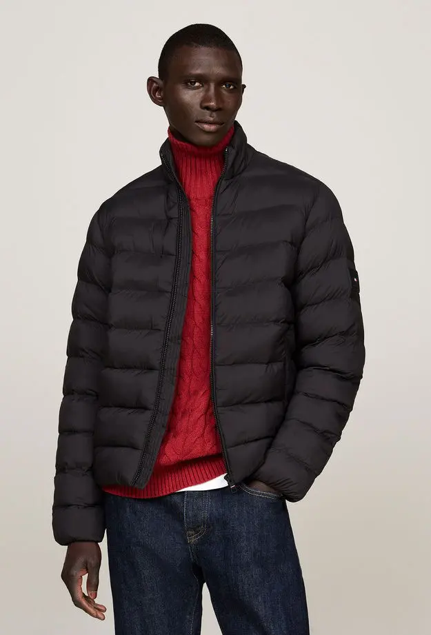 Tommy Hilfiger Mid Weight Stand Collar Erkek Siyah Mont