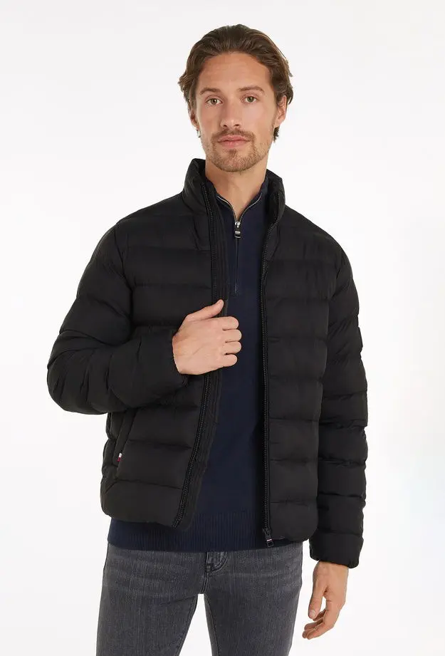 Tommy Hilfiger Mid Weight Stand Collar Erkek Siyah Mont