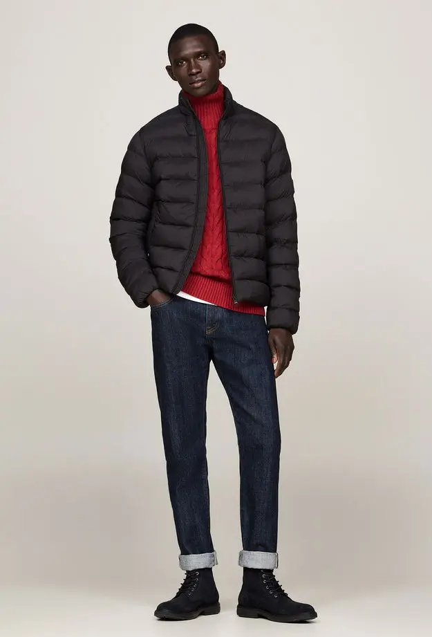 Tommy Hilfiger Mid Weight Stand Collar Erkek Siyah Mont