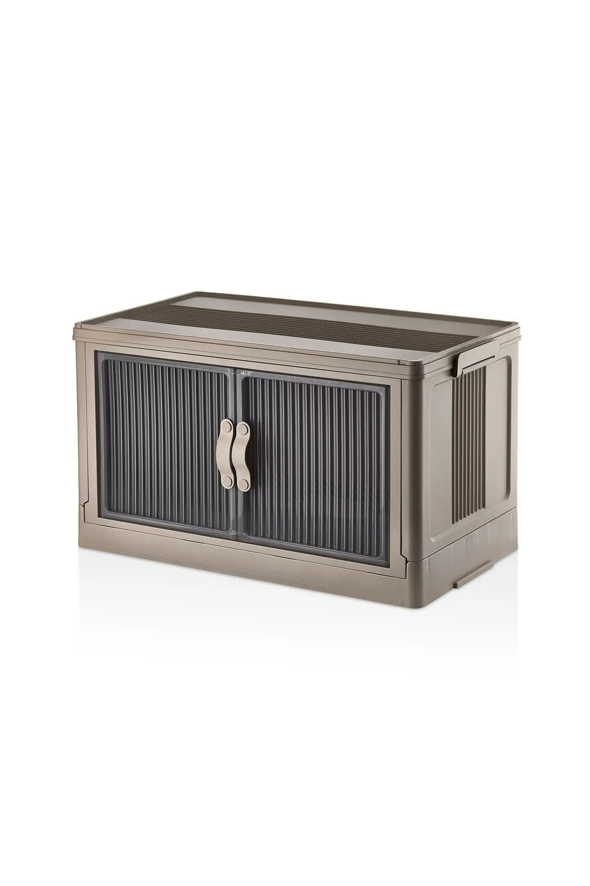 4 LÜ Özel Set Çok Amaçlı Kapaklı Portatif Istiflenebilir Organizer Dolap Tekerlekli Toprak Rengi