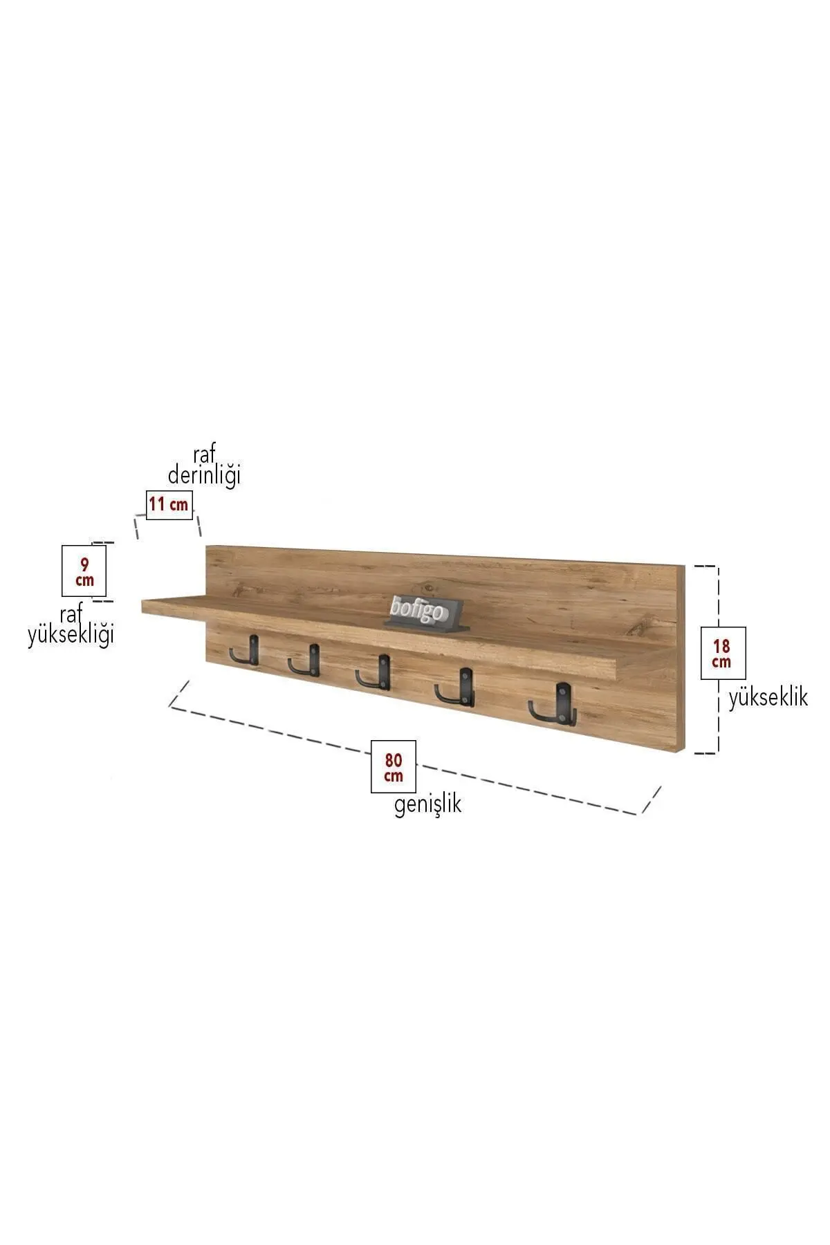Portmanto Duvar Askılığı Elbise Askılığı Çam 80 Cm
