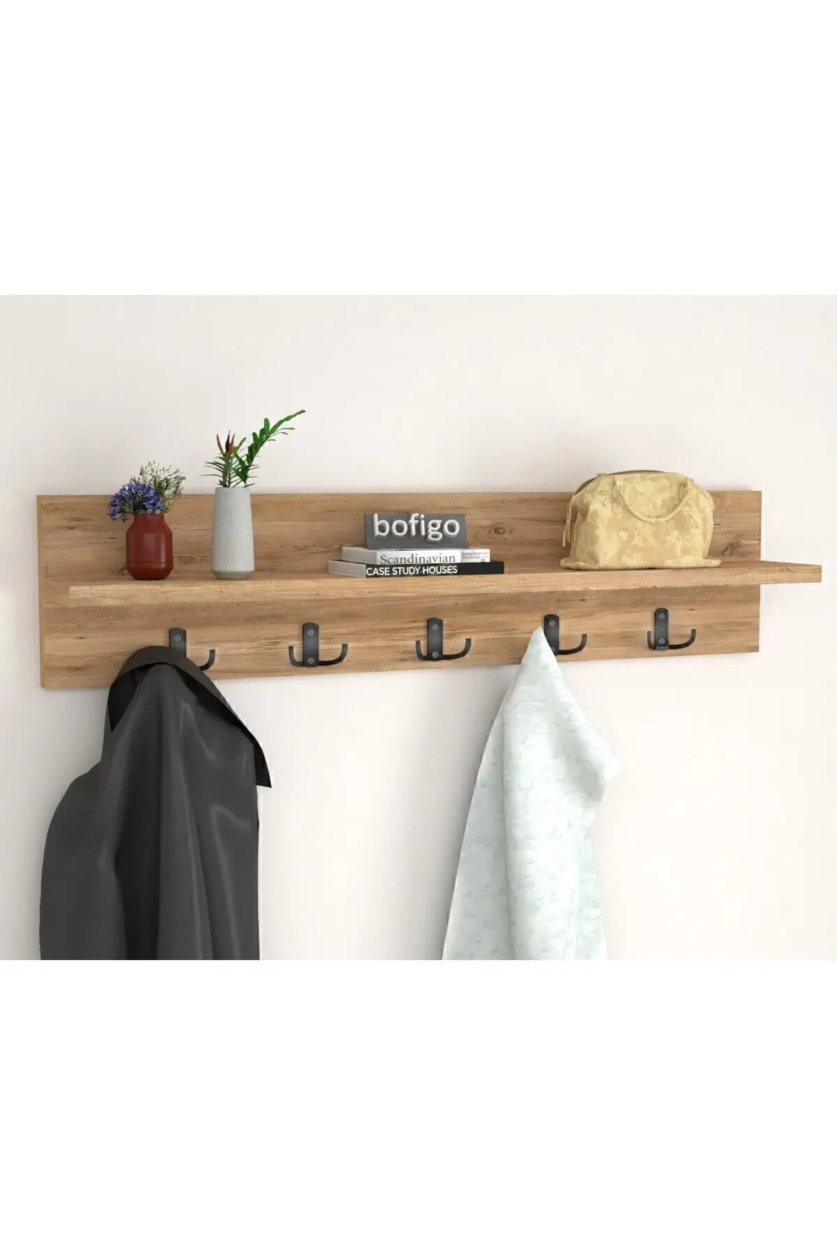 Portmanto Duvar Askılığı Elbise Askılığı Çam 80 Cm