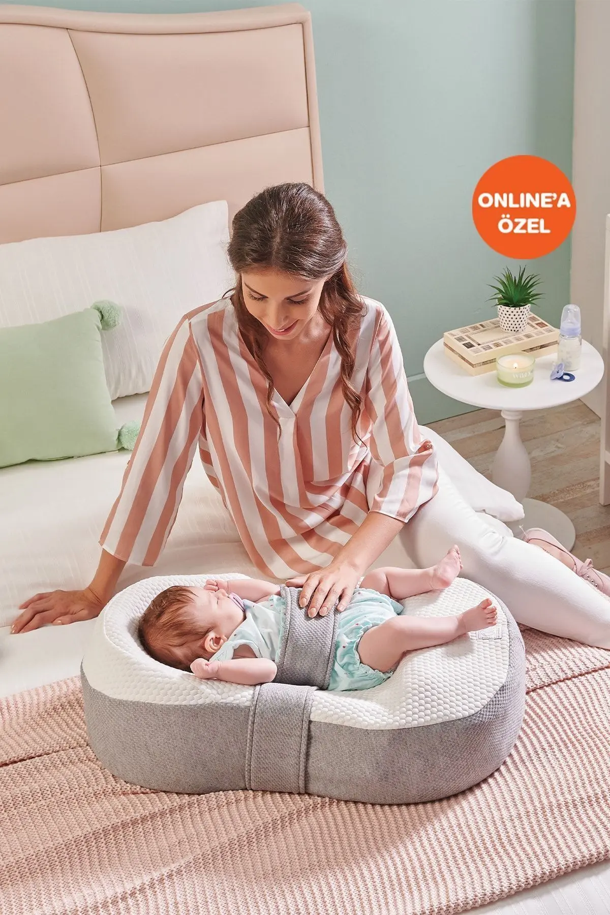 Yataş Mini Unisex Bebek Beyaz-Gri Yatak Juno®