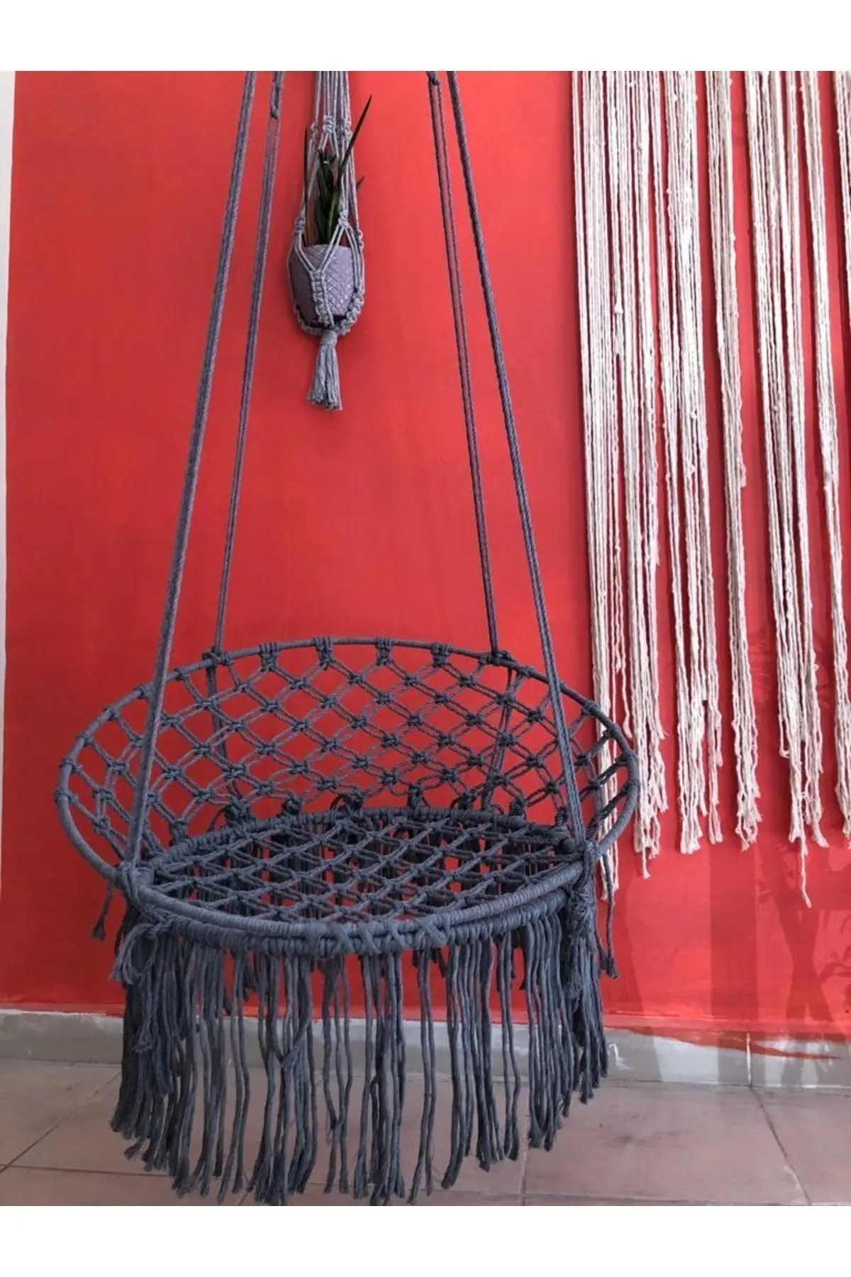 Makrome Özel Örgü Salıncak Hamak Pamuk Ip 60 X 80