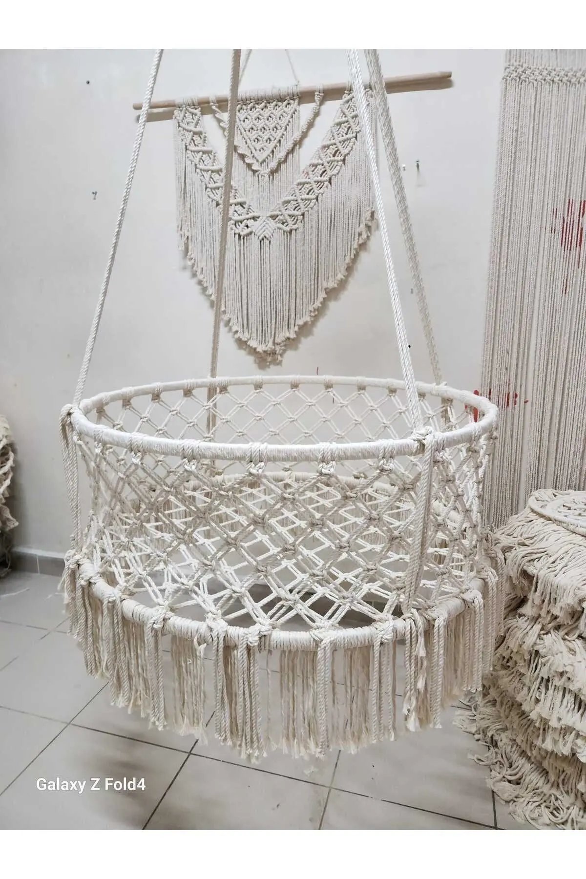 Makrome Özel Örgü Salıncak Hamak Beşik Model 100 cm