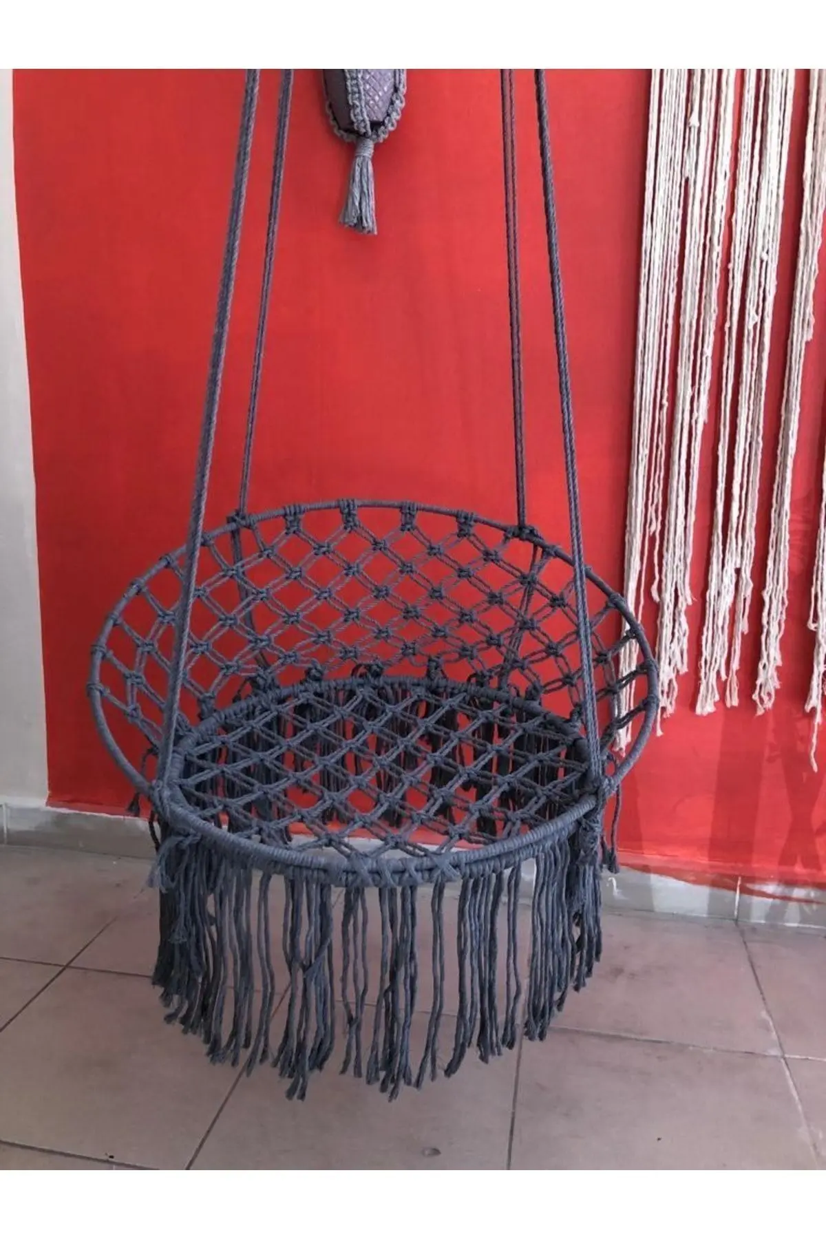 Makrome Özel Örgü Salıncak Hamak Pamuk Ip 60 X 80