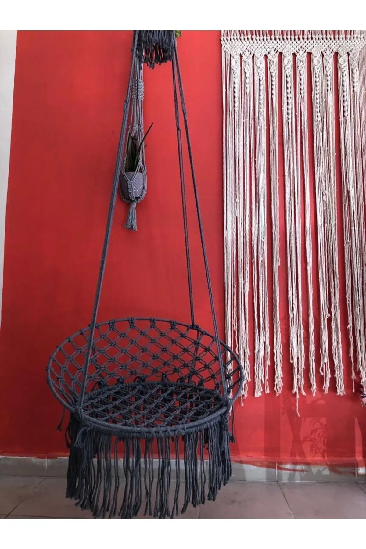 Makrome Özel Örgü Salıncak Hamak Pamuk Ip 60 X 80