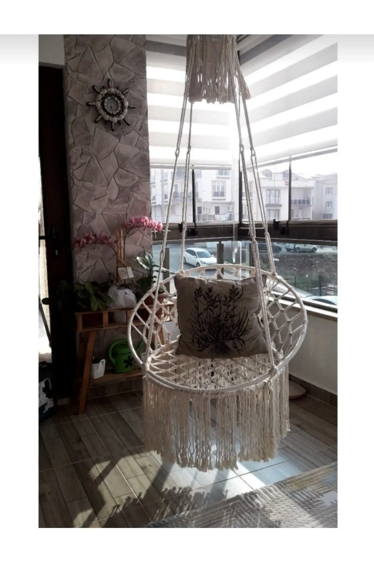 Makrome Özel Örgü Salıncak Hamak Pamuk İp 60 X 80