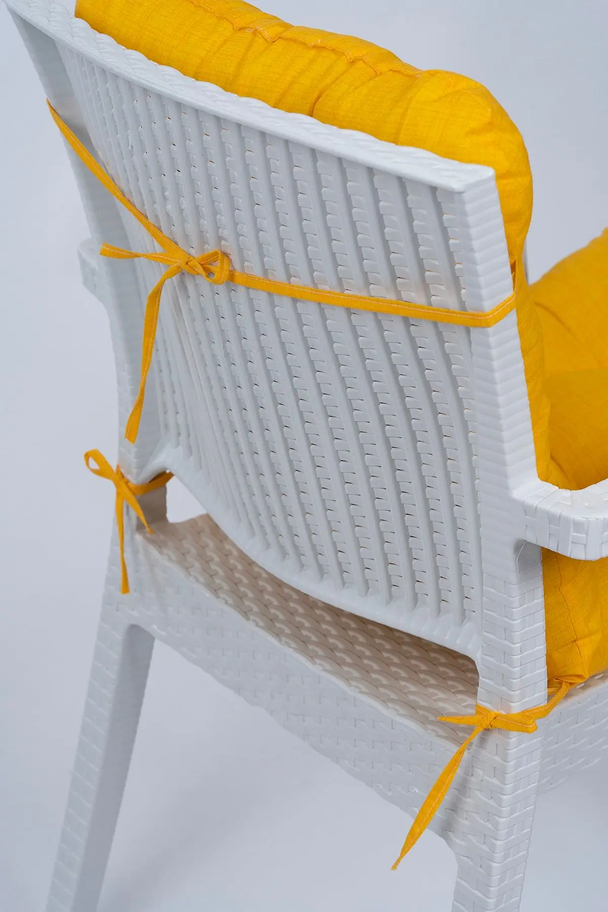 Candy Pofidik Arkalıklı Sarı Sandalye Minderi Özel Dikişli Bağcıklı 43x88 Cm