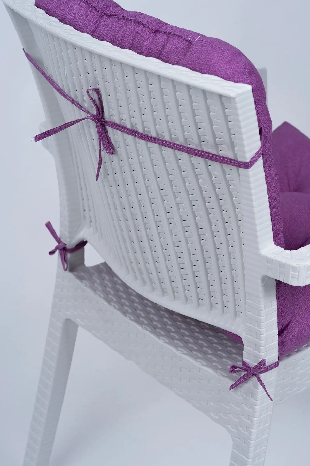 Candy Pofidik Arkalıklı Mor Sandalye Minderi Özel Dikişli Bağcıklı 43x88 Cm