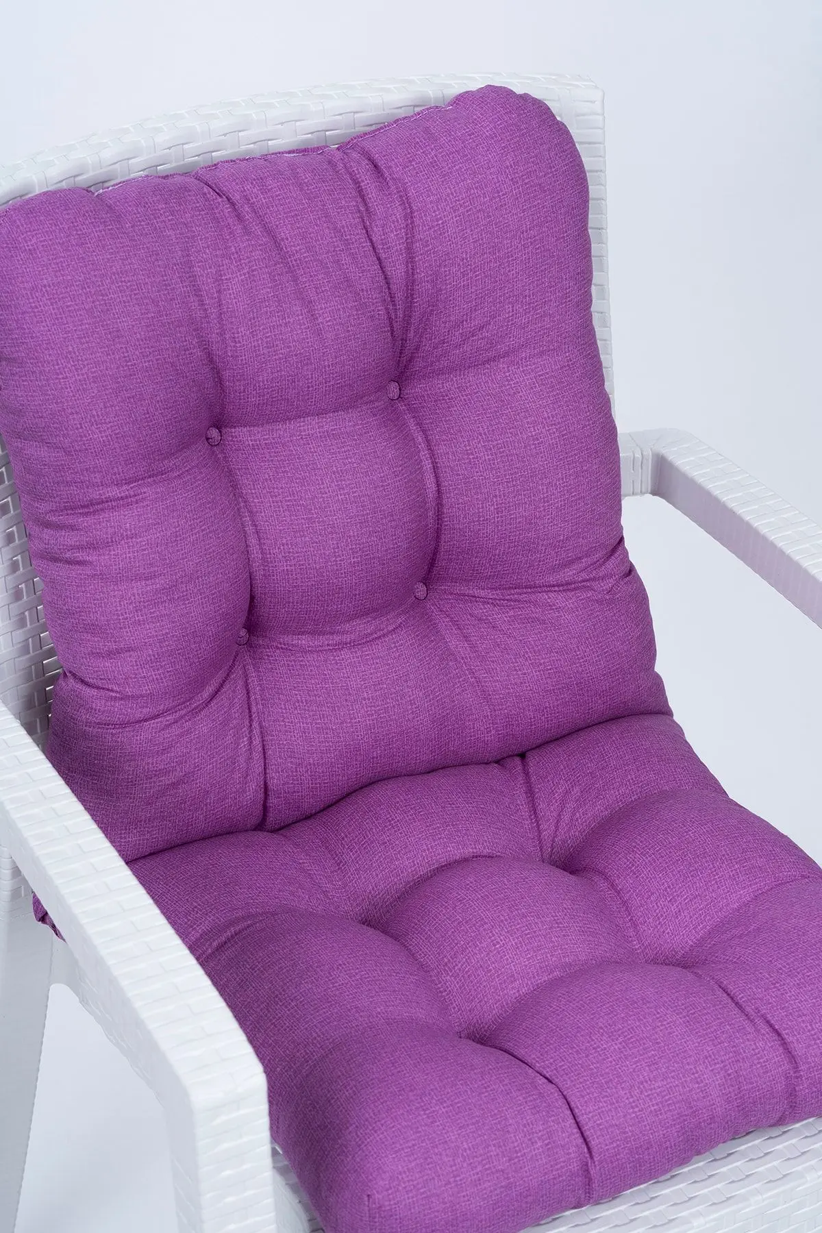 Candy Pofidik Arkalıklı Mor Sandalye Minderi Özel Dikişli Bağcıklı 43x88 Cm