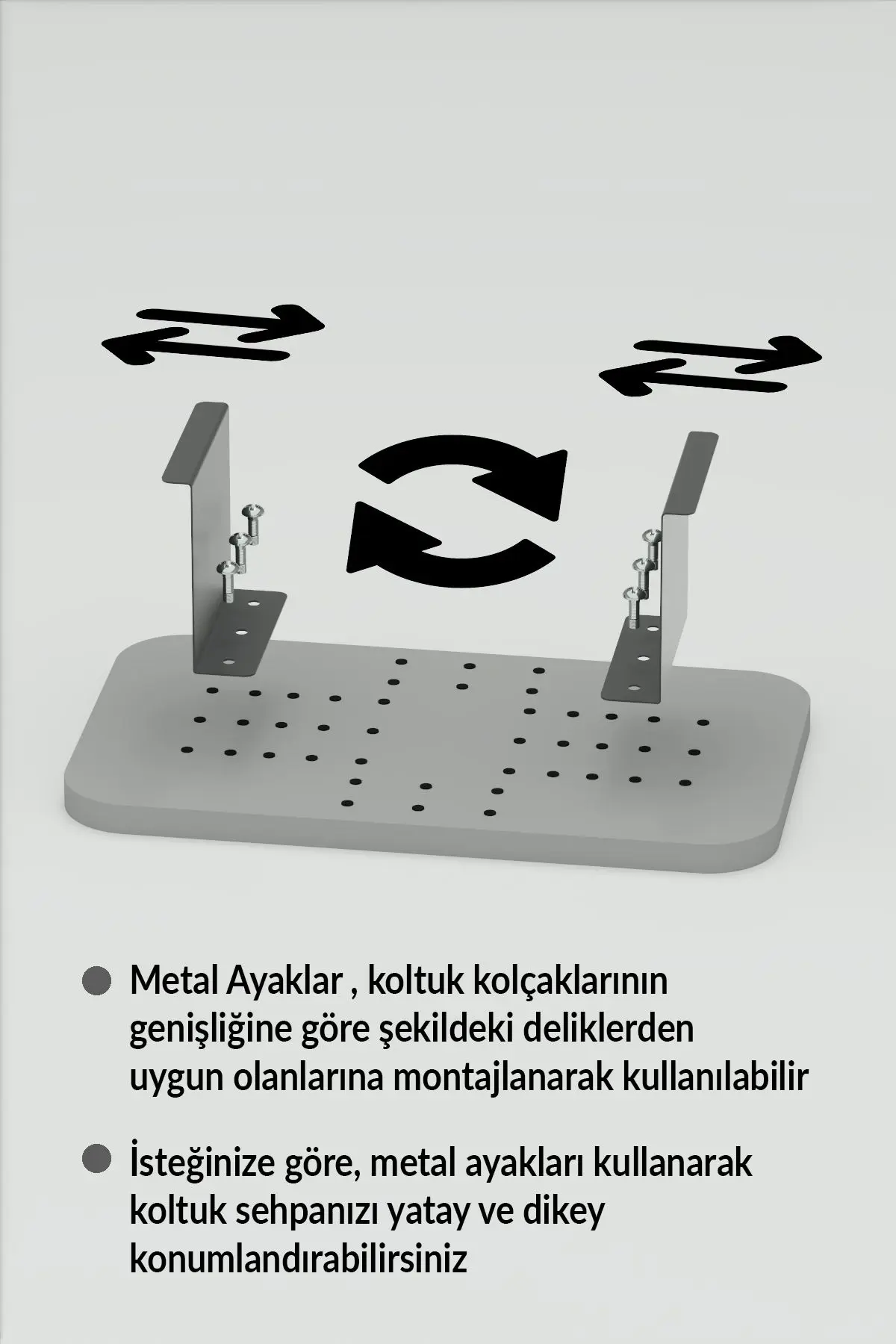 Yan Sehpa Ayarlanabilir Tepsi DİKDÖRTGEN Dekoratif Modern Yatay Dikey Koltuk Sehpası GORDİON