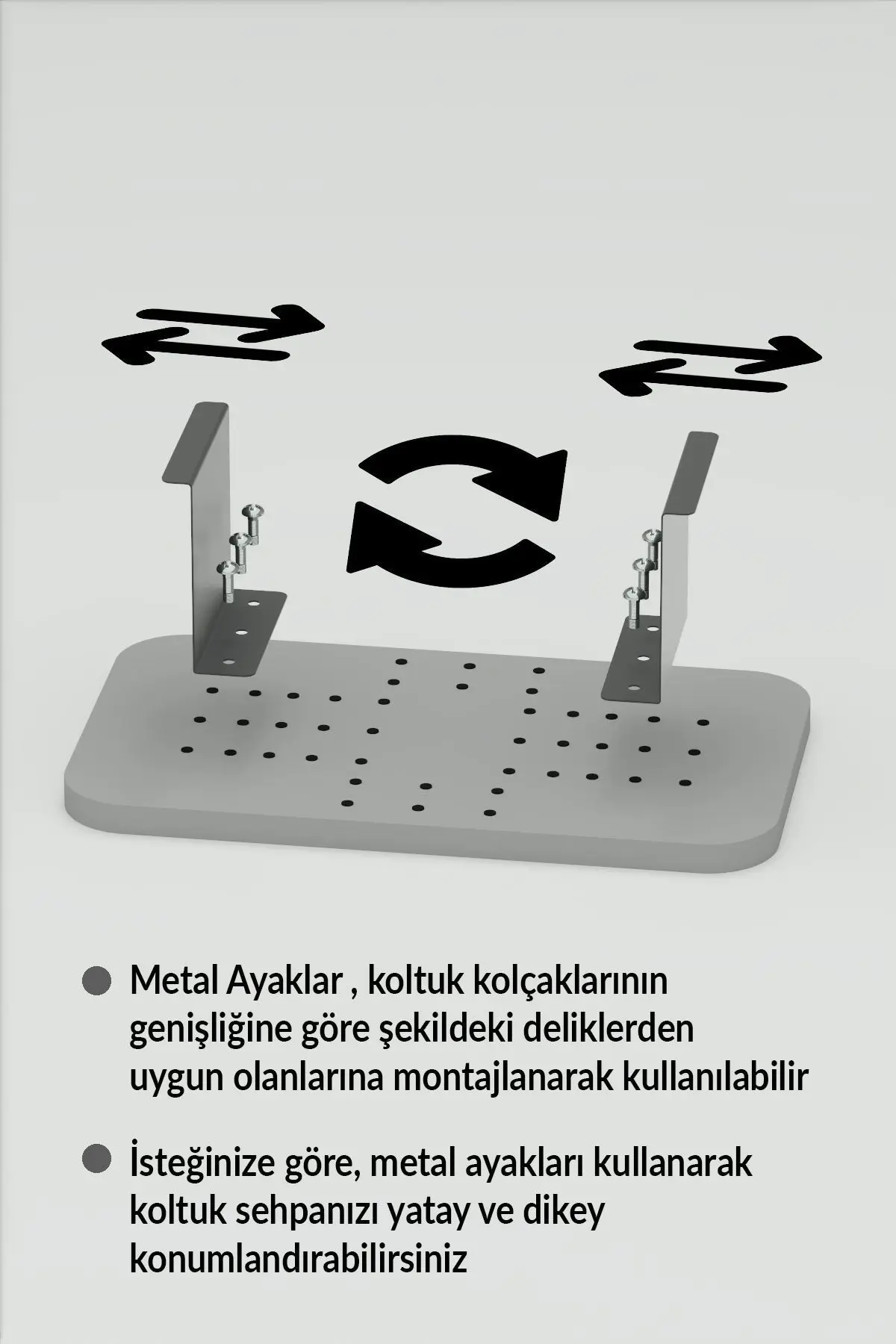 Yan Sehpa Ayarlanabilir Tepsi DİKDÖRTGEN Dekoratif Modern Yatay Dikey Koltuk Sehpası EFES