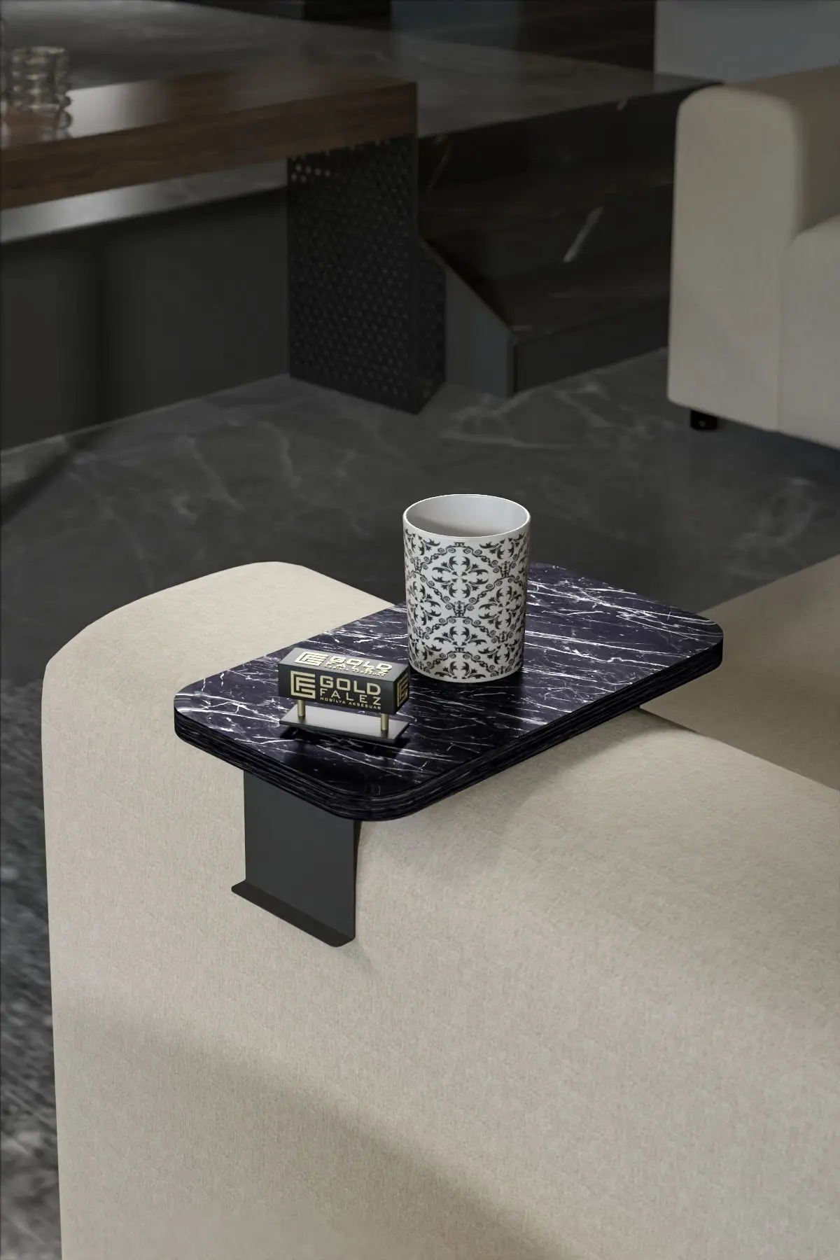 Yan Sehpa Ayarlanabilir Tepsi DİKDÖRTGEN Dekoratif Modern Yatay Dikey Koltuk Sehpası BENDİR