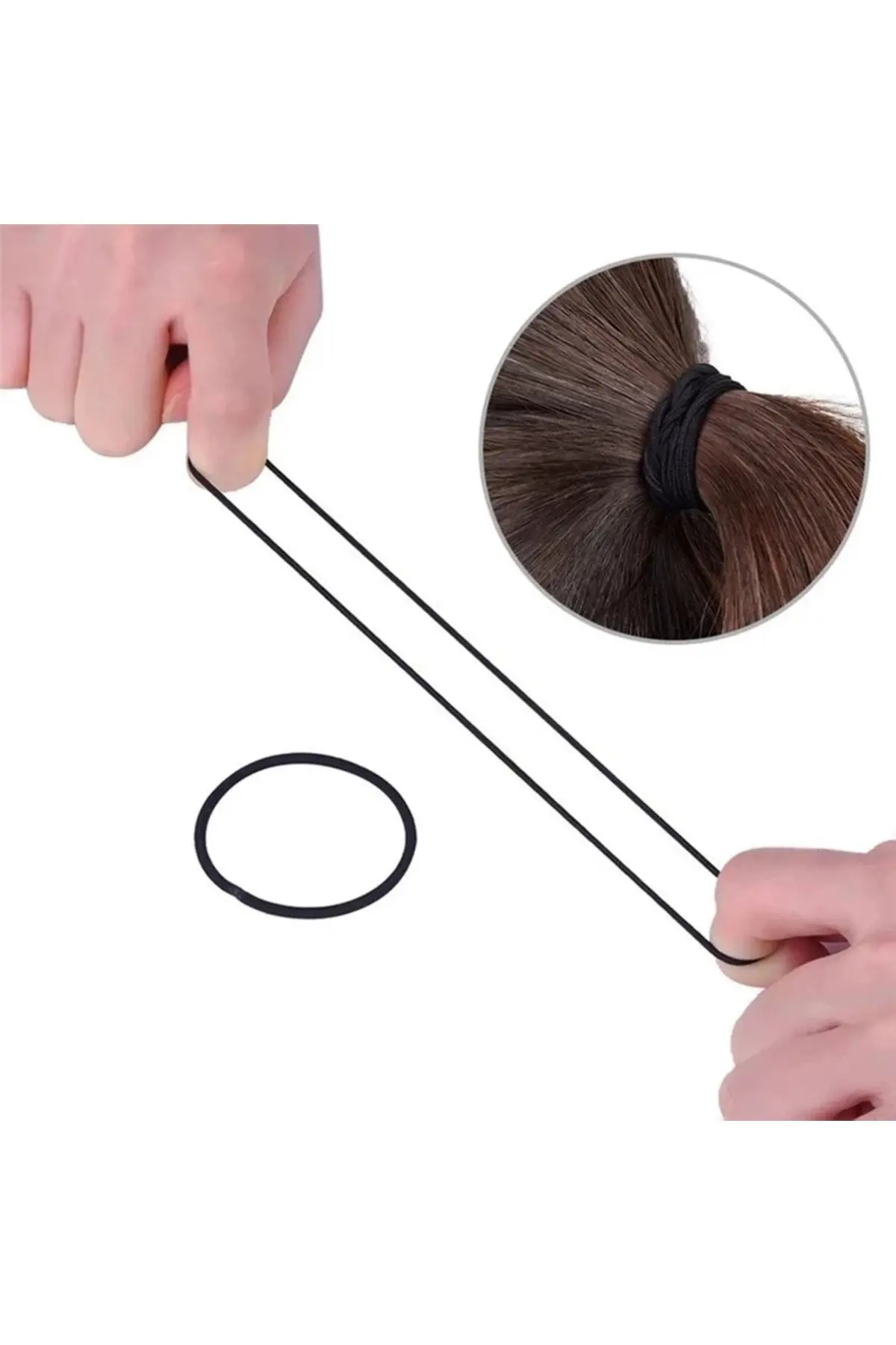 20 Adet Kadın Siyah Ince Lastik Toka