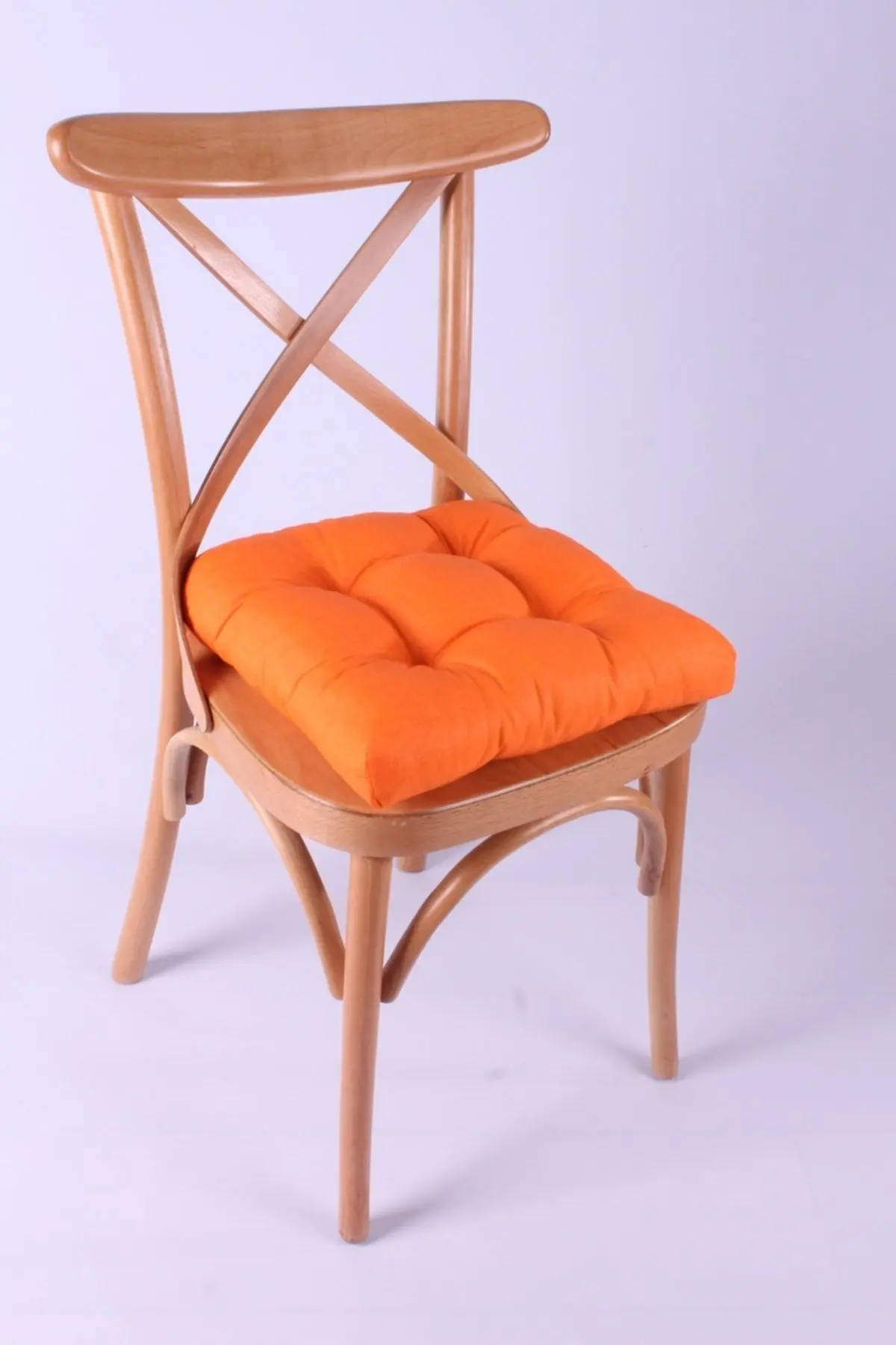Lina Pofidik Turuncu Sandalye Minderi Özel Dikişli Bağcıklı 40x40cm