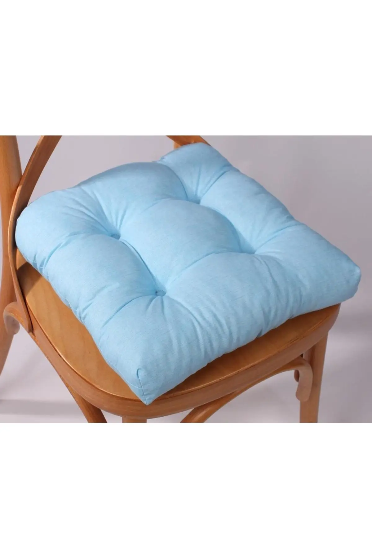 Lina Pofidik Mavi Sandalye Minderi Özel Dikişli Bağcıklı 40x40cm