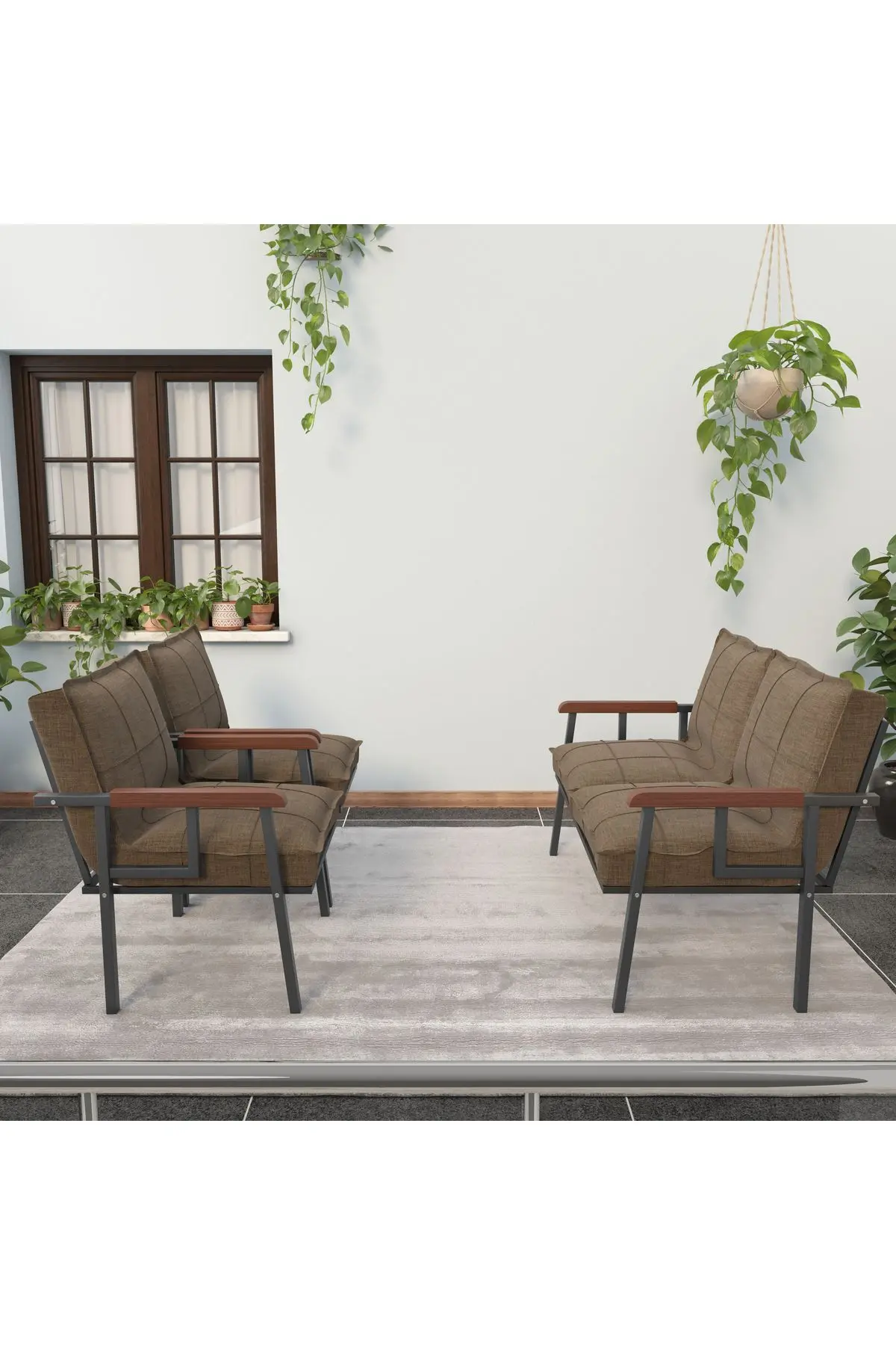 " Modern'' Balkon, Bahçe, Cafe - Metal Kanepe Koltuk Takımı - 2 1 1