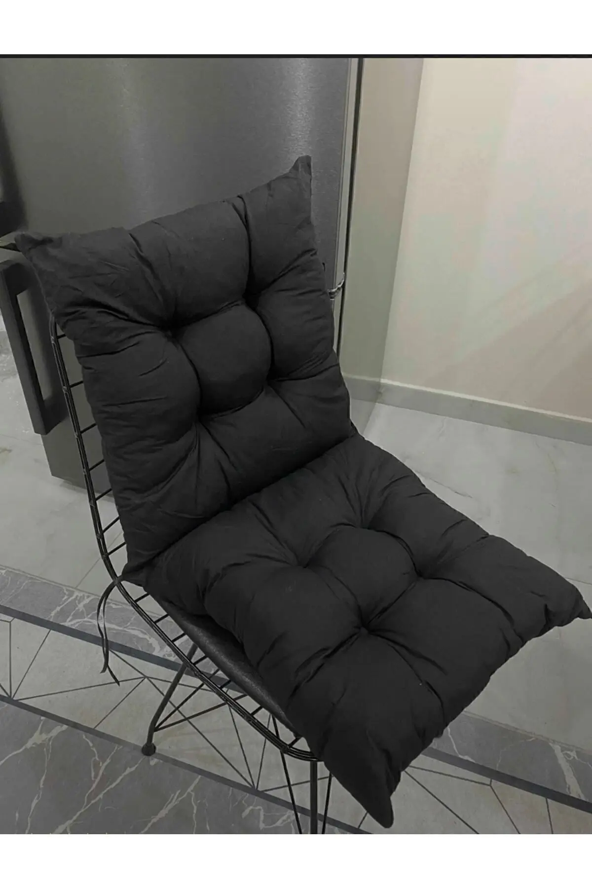 Kare Siyah Sandalye Minderi 40 X 40 Cm | Bahçe Balkon Minderi | Minder