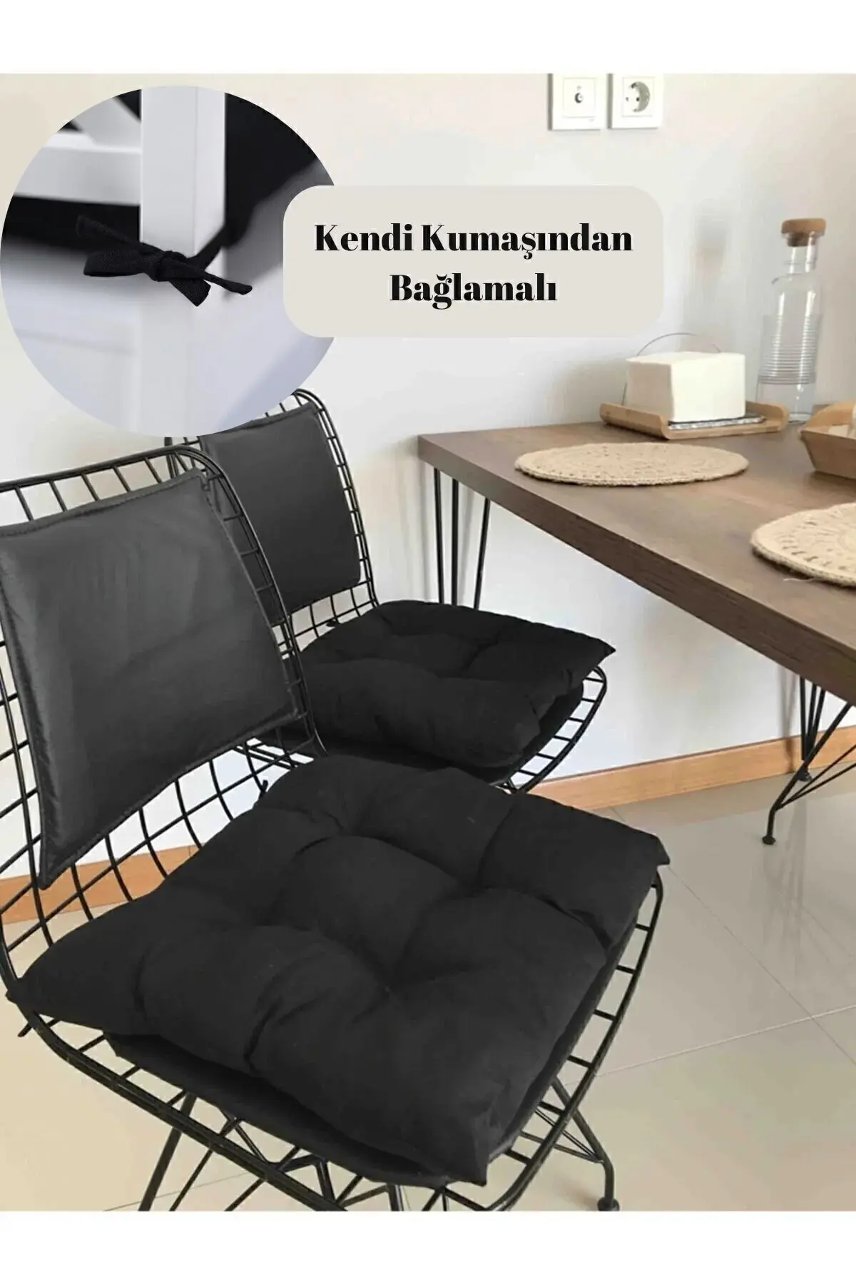 Kare Siyah Sandalye Minderi 40 X 40 Cm | Bahçe Balkon Minderi | Minder