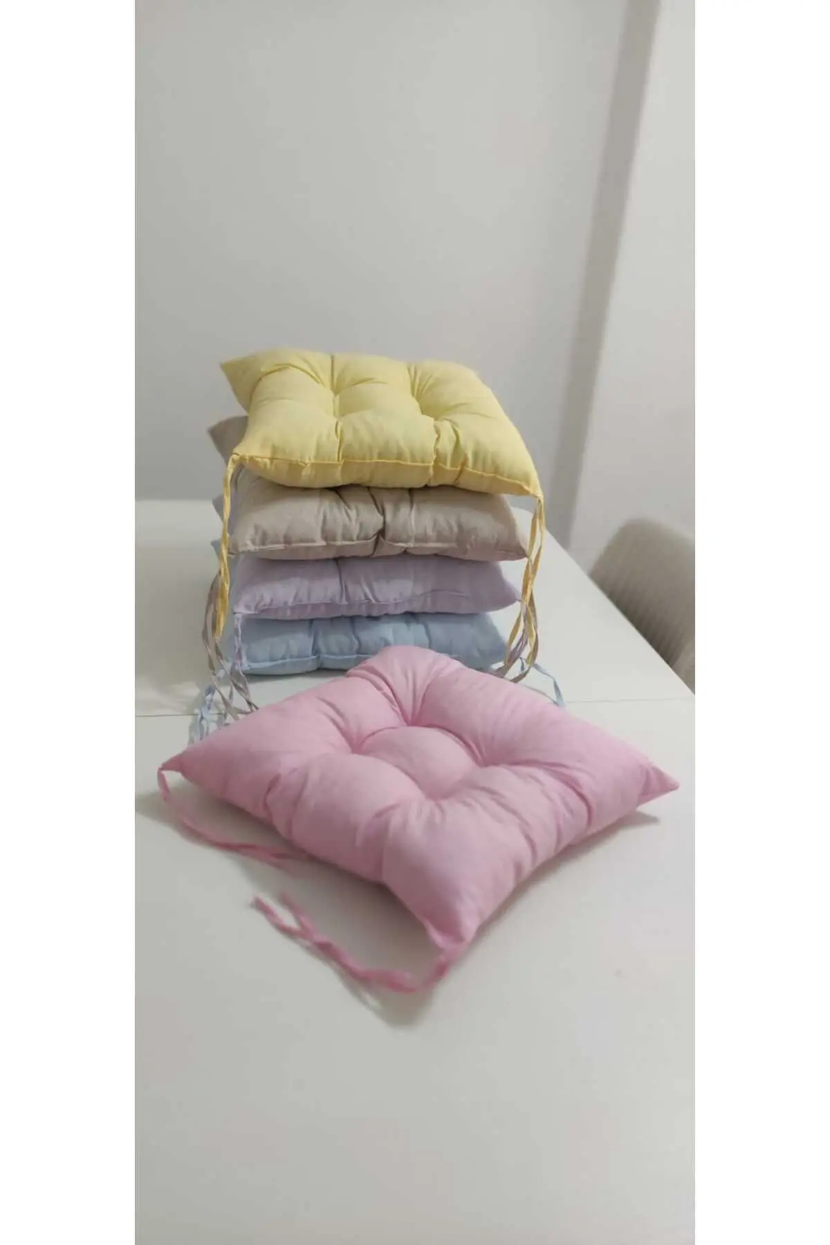 Kare Pembe Sandalye Minderi 40 X 40 Cm | Bahçe Balkon Minderi | Minder | Elyaf Dolgulu