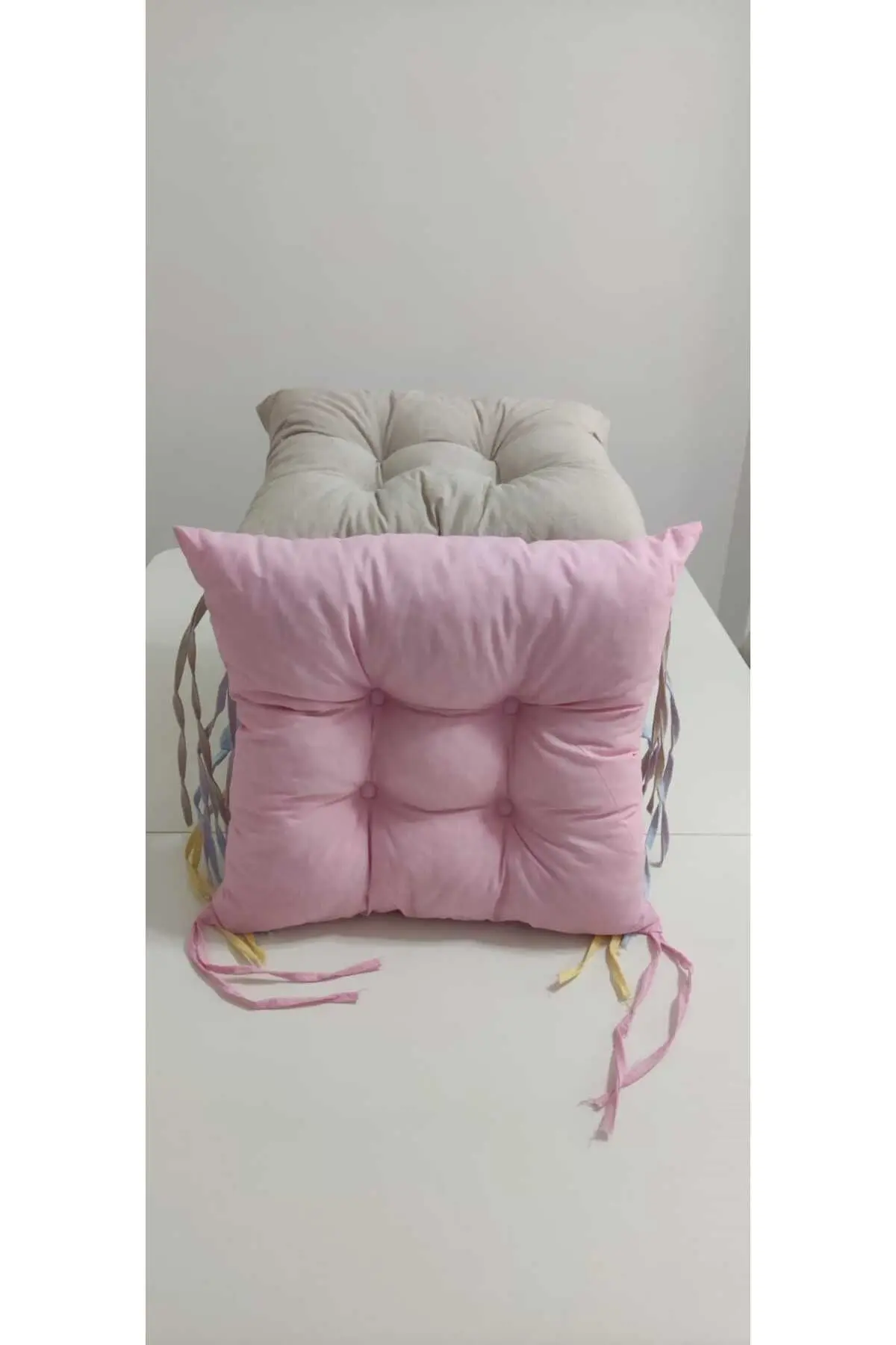 Kare Pembe Sandalye Minderi 40 X 40 Cm | Bahçe Balkon Minderi | Minder | Elyaf Dolgulu