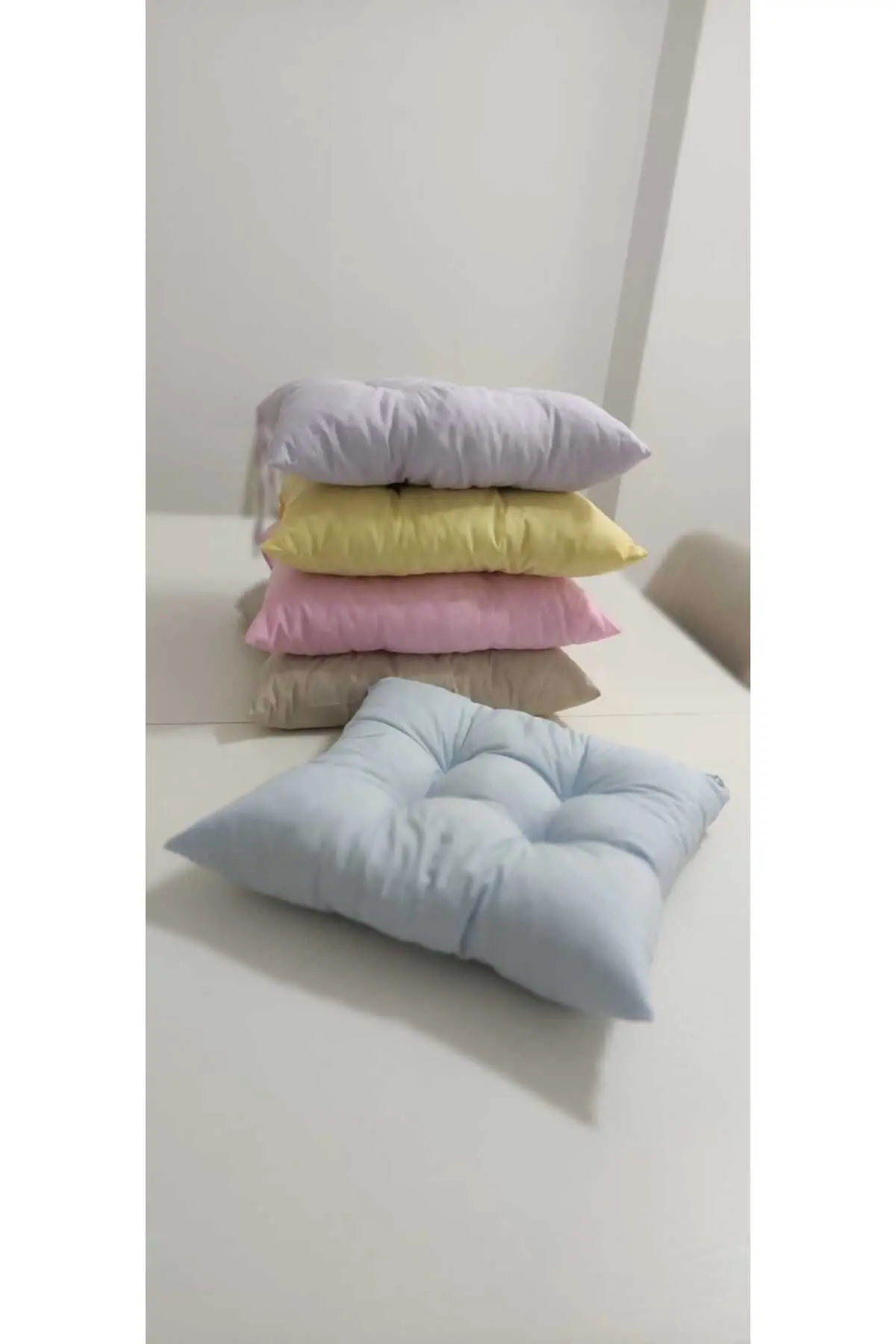 Kare Mavi Sandalye Minderi 40 X 40 Cm | Bahçe Balkon Minderi | Minder | Elyaf Dolgulu