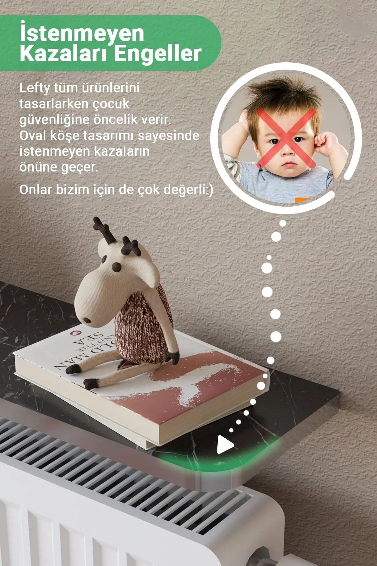 Riv Petek Üstü Uçan Raf Dresuar Kalorifer Peteği Rafı 120 X 18 Cm Bendir Gümüş Oval Kesim