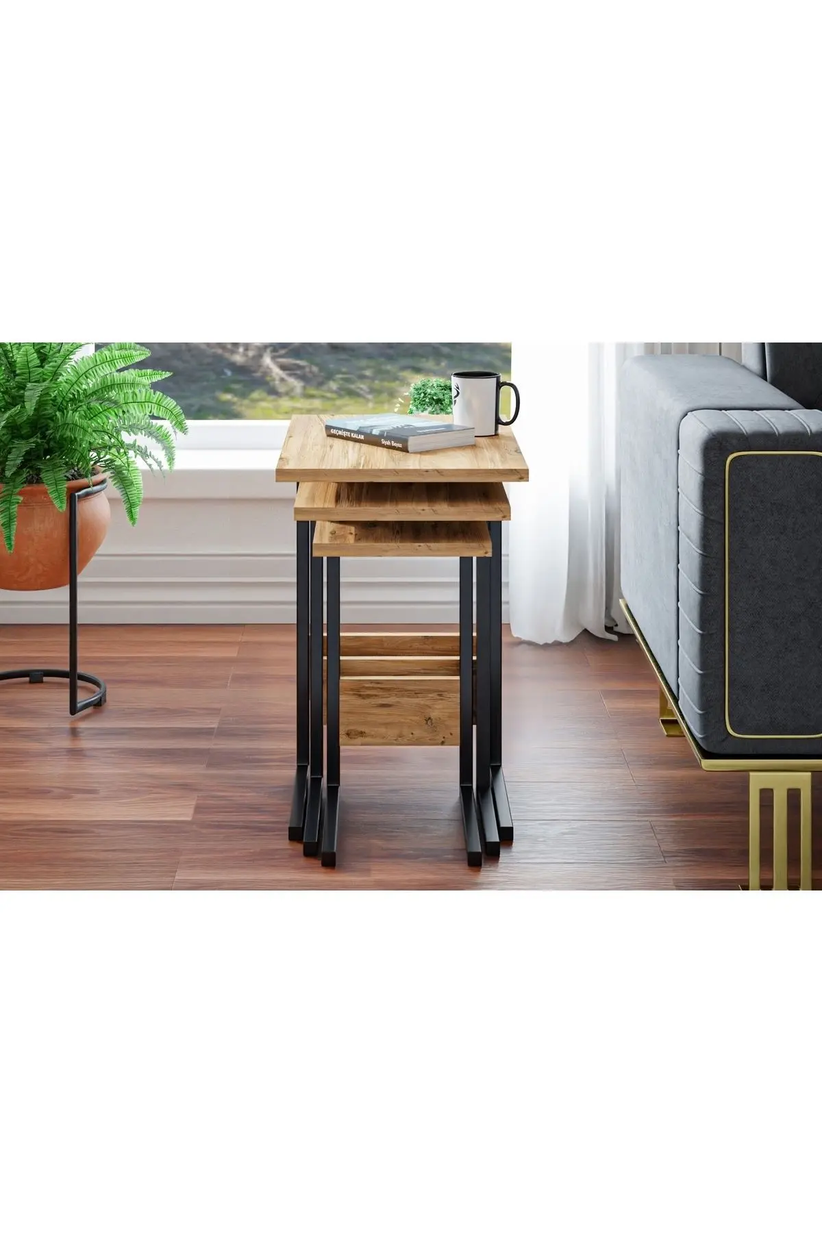 Zg3 Zigon Sehpa, Üçlü, Çam