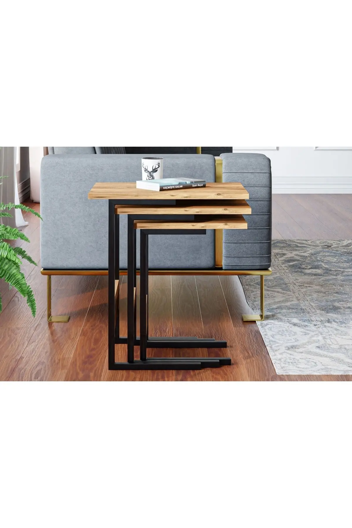 Zg3 Zigon Sehpa, Üçlü, Çam