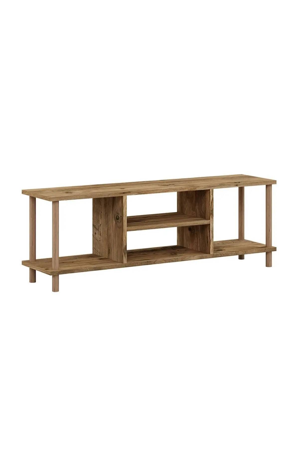 Tv Sehpası Raflı Tv Ünitesi Televizyon Sehpası Ahşap Ayaklı Çam