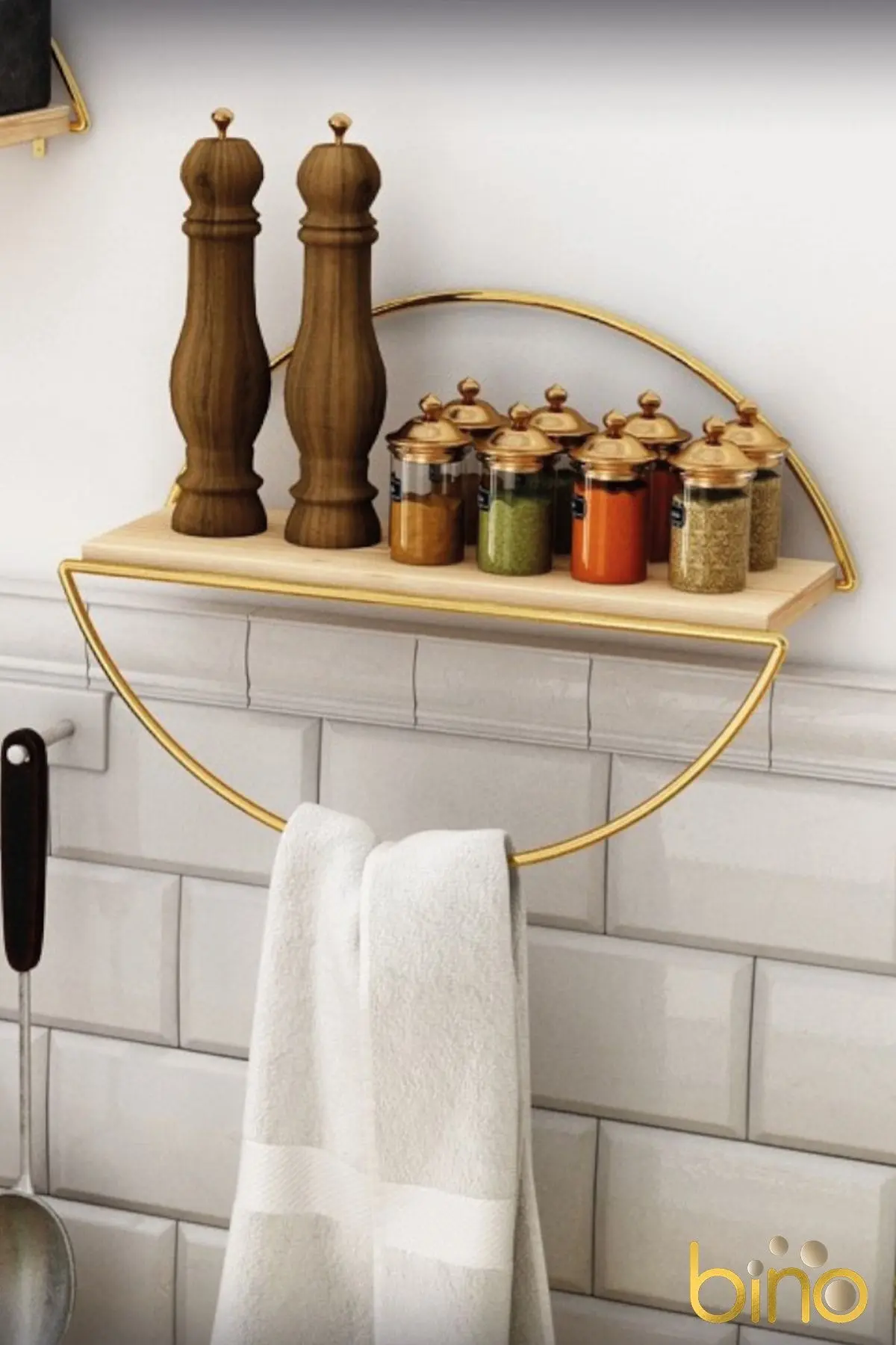 Duvar Rafı Dekoratif Mutfak Banyo Altın Elips Kitaplık 3 Lü Set