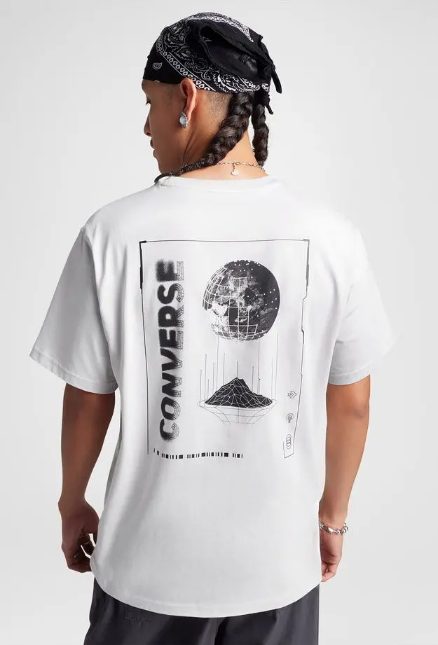 Converse Erkek Grafik Baskılı Gri T-Shirt