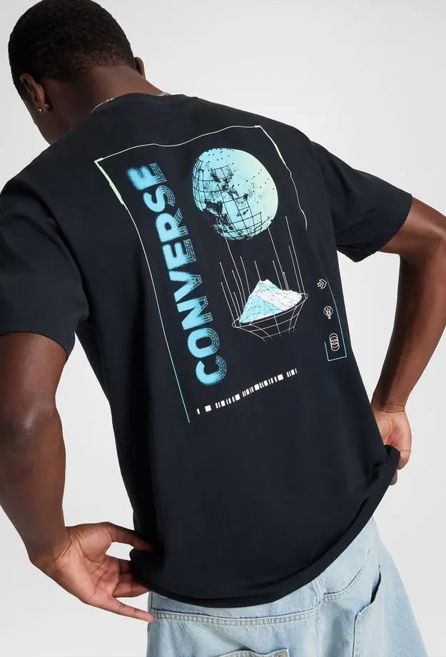 Converse Erkek Grafik Baskılı Siyah T-Shirt