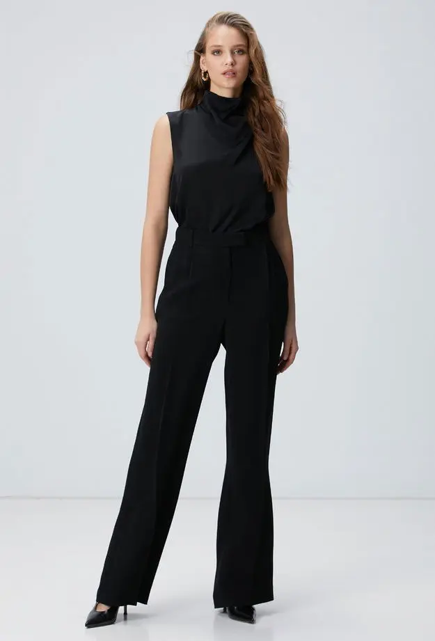 Network Network Kadın Siyah Pileli Pantolon