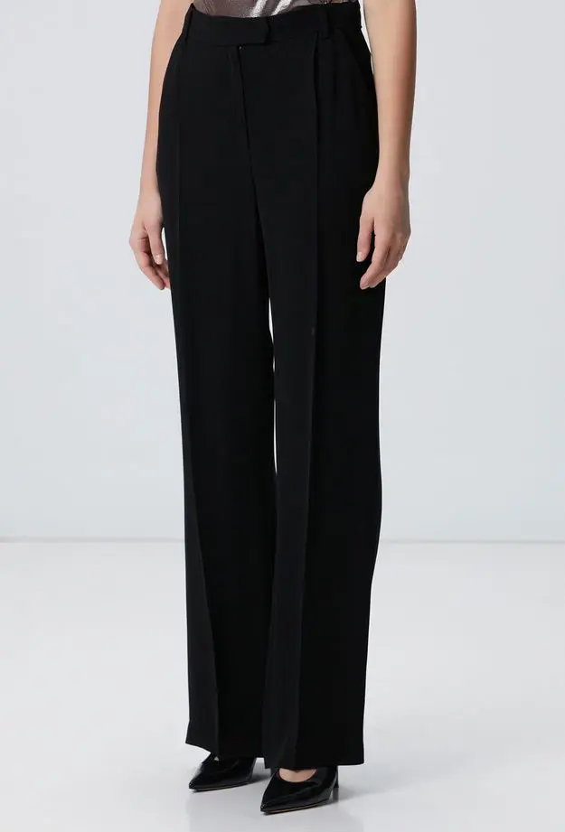 Network Kadın Siyah Pileli Pantolon