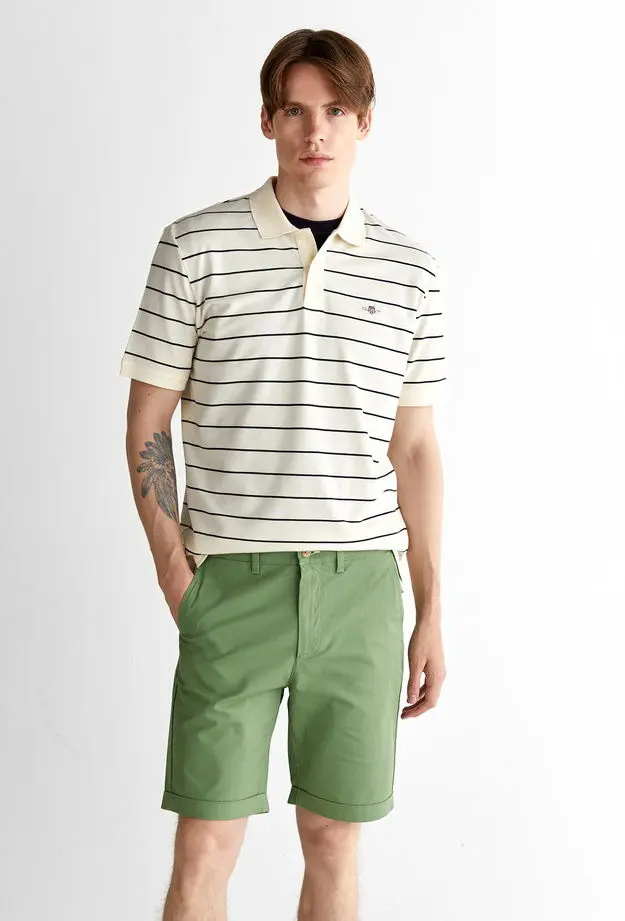 GANT Erkek Krem Regular Fit Çizgili Polo