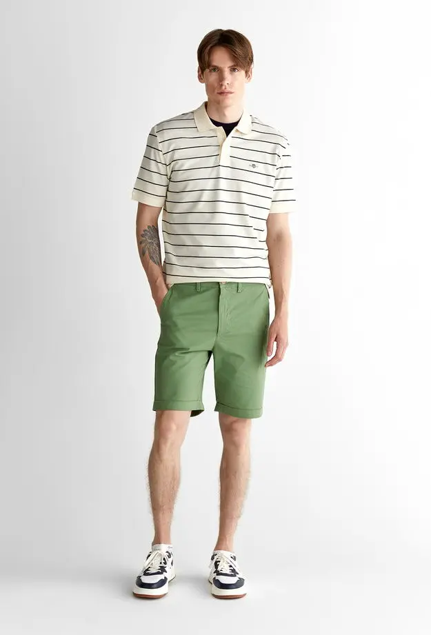 GANT Erkek Krem Regular Fit Çizgili Polo