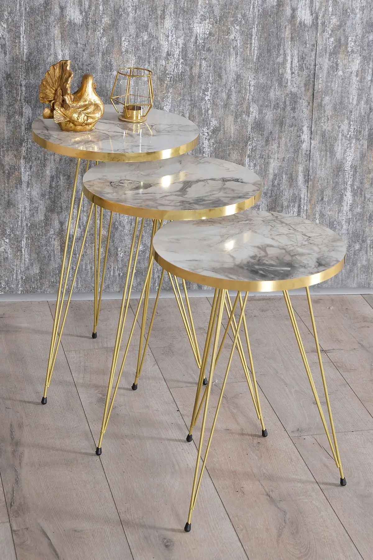 GOLDFALEZ Zigon Sehpa Gold Efes Tel
